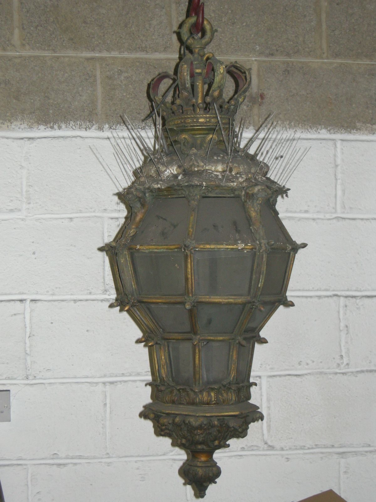 bronze lantern before restoration